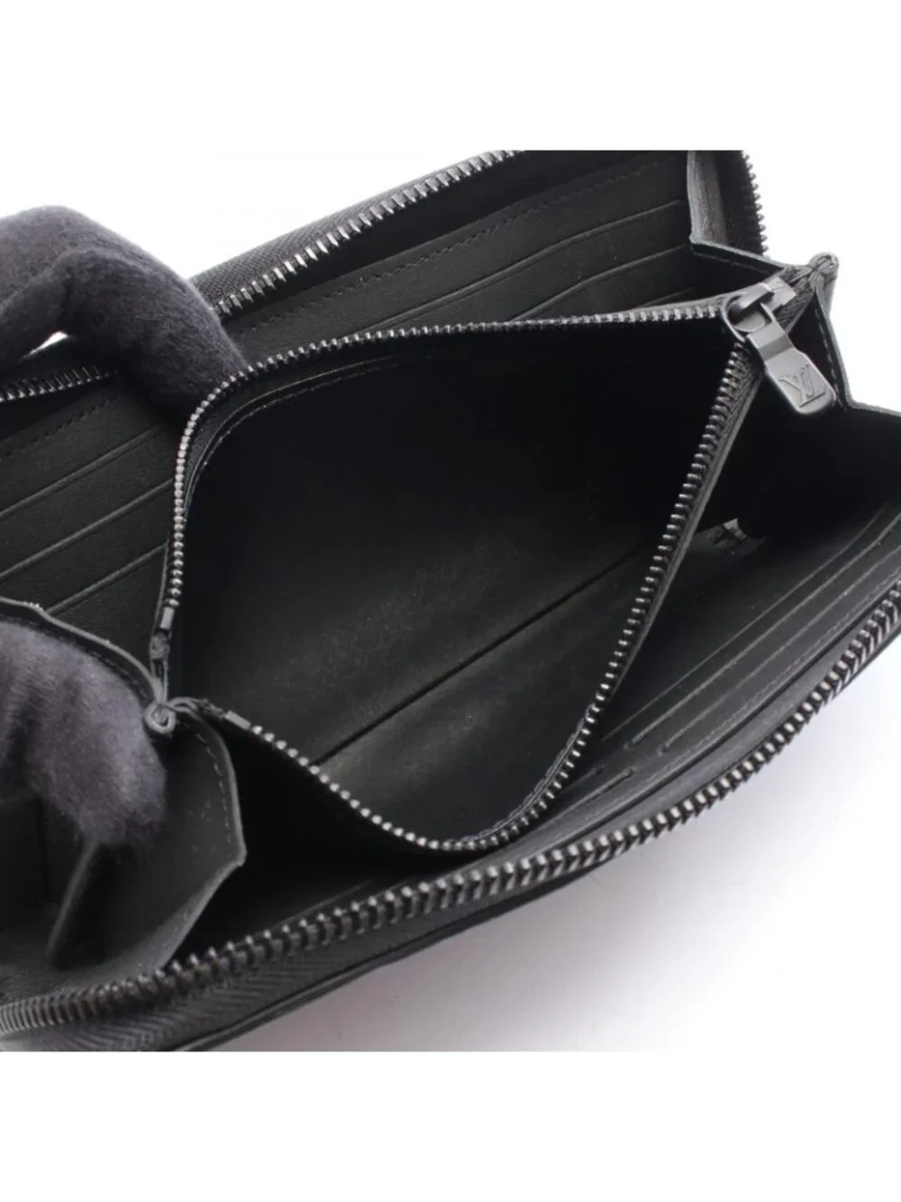 Louis Vuitton Round Wallet Zippy Horizontal Noir Leather